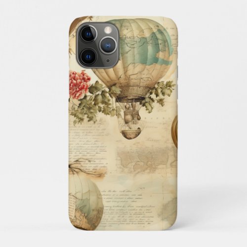 Vintage Hot Air Balloon in a Serene Landscape 9 iPhone 11 Pro Case