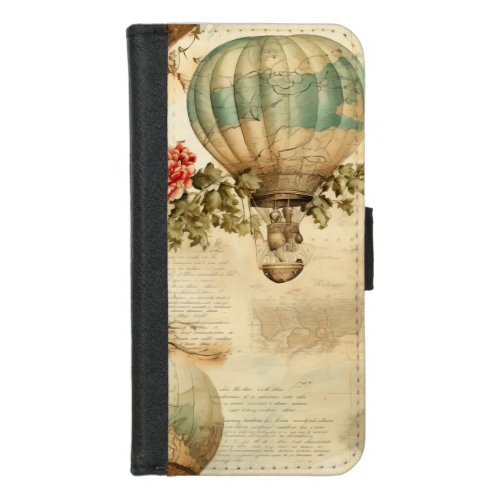 Vintage Hot Air Balloon in a Serene Landscape 9 iPhone 87 Wallet Case