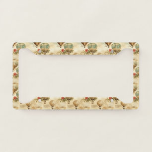 Vintage Hot Air Balloon in a Serene Landscape (9) License Plate Frame