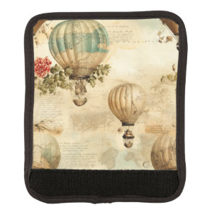 Vintage Hot Air Balloon in a Serene Landscape (9) Luggage Handle Wrap