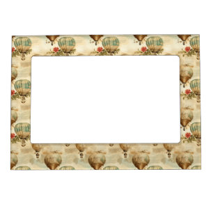Vintage Hot Air Balloon in a Serene Landscape (9) Magnetic Frame