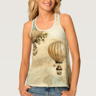 Vintage Hot Air Balloon in a Serene Landscape (9) Tank Top