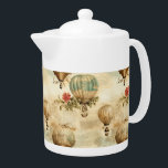 Vintage Hot Air Balloon in a Serene Landscape (9) Teapot<br><div class="desc">Share the beauty and joy of exploration with this hot air balloon teapot. It's a tribute to the boundless spirit of adventure,  perfect for those who appreciate the beauty of the journey. Order yours now!</div>