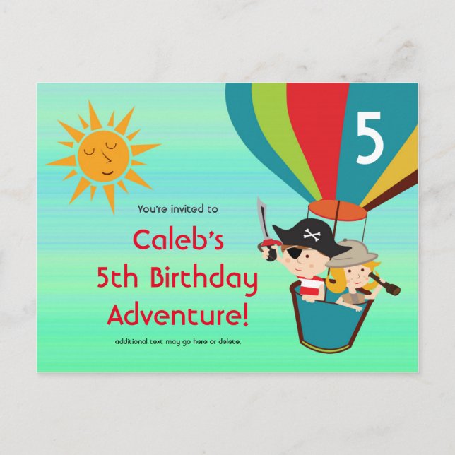 Vintage Hot Air Balloon Kids Birthday Postcard (Front)
