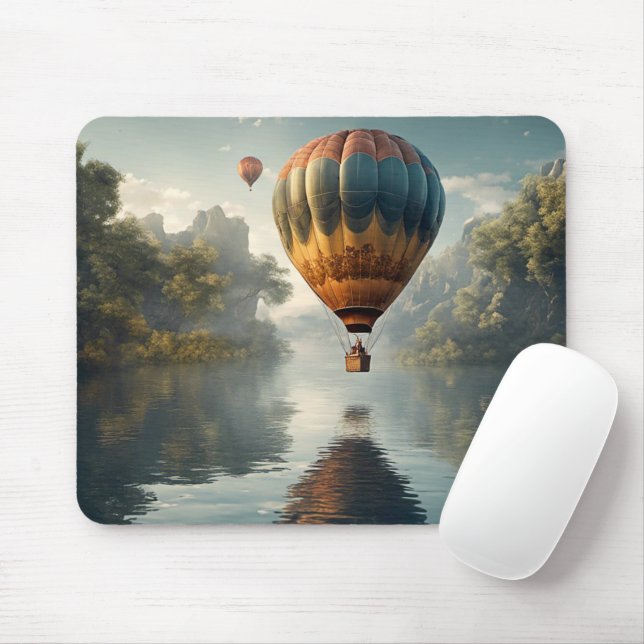 Vintage Hot Air Balloon Mouse Pad (With Mouse)