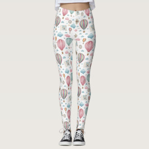 Vintage Hot Air Balloon Pattern (1) Leggings