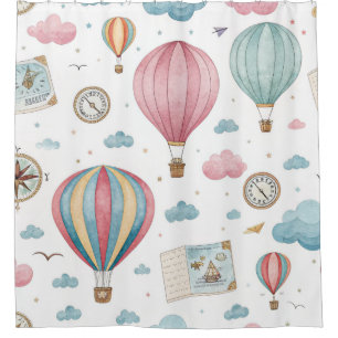 Vintage Hot Air Balloon Pattern (1) Shower Curtain