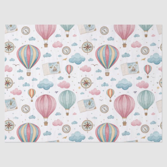 Vintage Hot Air Balloon Pattern (1) Tissue Paper (Front)