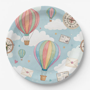 Vintage Hot Air Balloon Pattern (2) Paper Plates