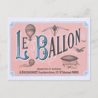 Vintage Hot Air Balloon Postcard Paris