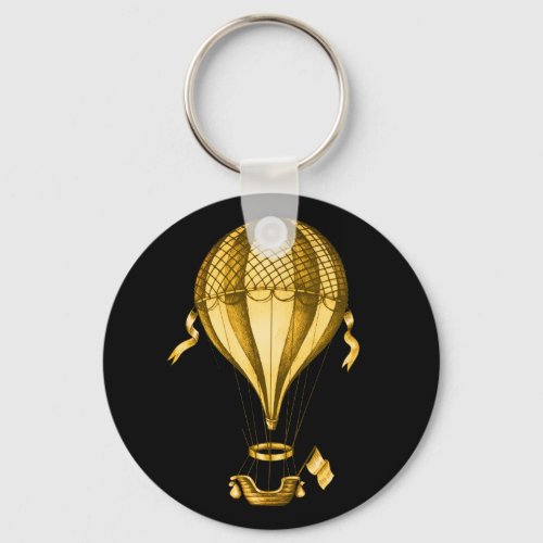 Vintage Hot Air Balloon Rising Above It All Keychain