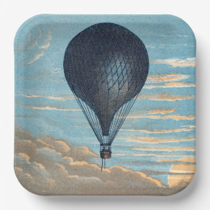 Vintage Hot Air Balloon Sky Nursery Art Paper Plates