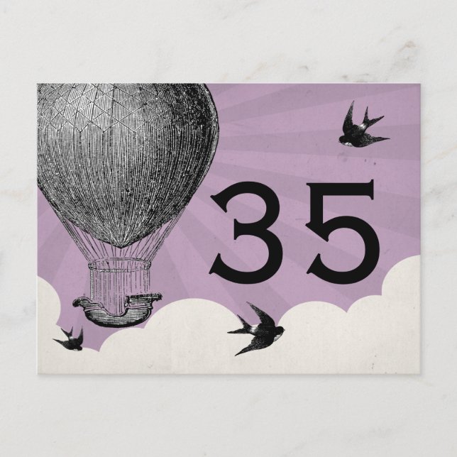 Vintage Hot Air Balloon Table Numbers (Front)