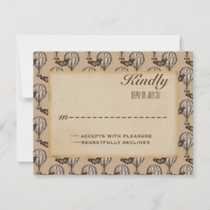 Vintage Hot Air Balloon Tan RSVP Card