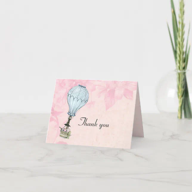 Vintage Hot Air Balloon Thank You Card | Zazzle