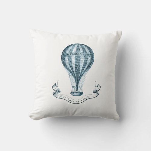 Vintage Hot Air Balloon Throw Pillow