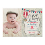 Vintage Hot Air Balloon Up and Away Boys Birthday Invitation Vintage Hot Air Balloon Up and Away Boys Birthday Invitation