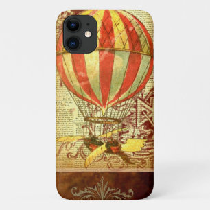 Vintage hot air balloon victorian illustration iPhone 11 case