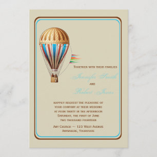 Vintage Hot Air Balloon Wedding Invitation