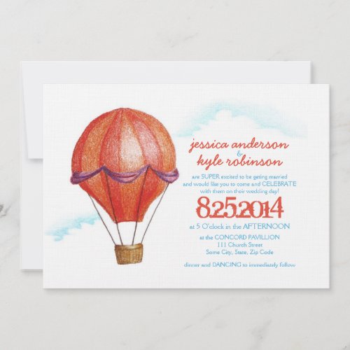 Vintage Hot Air Balloon Wedding Invitation