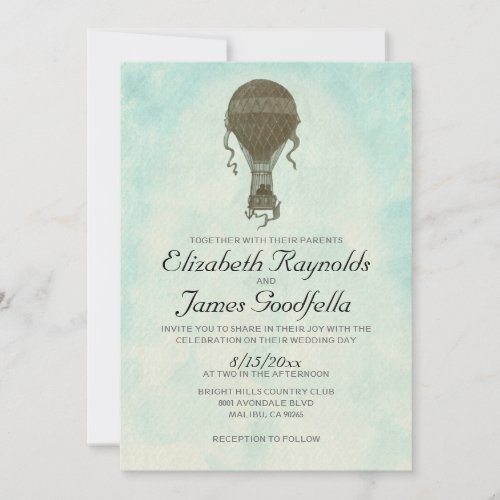 Vintage Hot Air Balloon Wedding Invitations