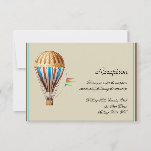 Vintage Hot air Balloon Wedding Reception Invitation