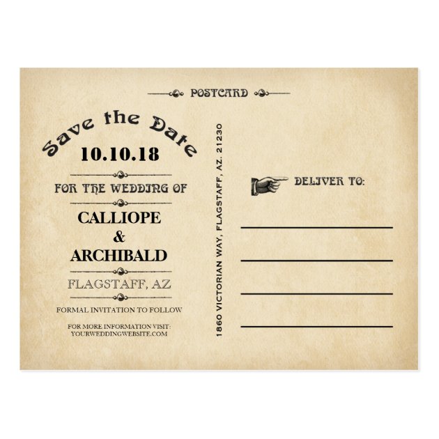 Vintage Hot Air Balloon Wedding Save The Date Postcard