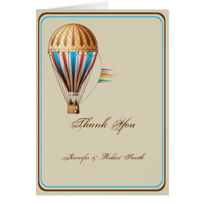 Vintage Hot Air Balloon Wedding Thank You Card
