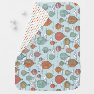 Vintage Hot Air Balloons and Cloudy Sky Backdrop Baby Blanket