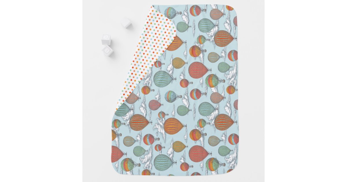 Vintage Hot Air Balloons and Cloudy Sky Backdrop Baby Blanket | Zazzle