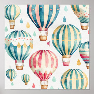 Vintage Hot Air Balloons Art Print