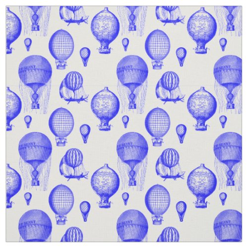 Vintage Hot Air Balloons in Blue Fabric