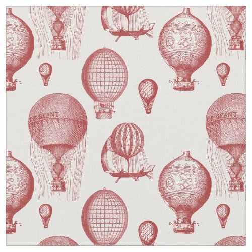 Vintage Hot Air Balloons in Maroon Fabric