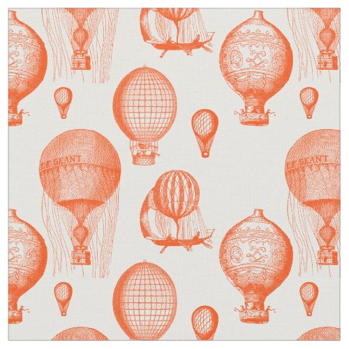 Vintage Hot Air Balloons in Orangered Fabric