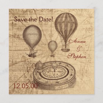 Vintage Hot Air Balloons Save The Date by justbecauseiloveyou at Zazzle