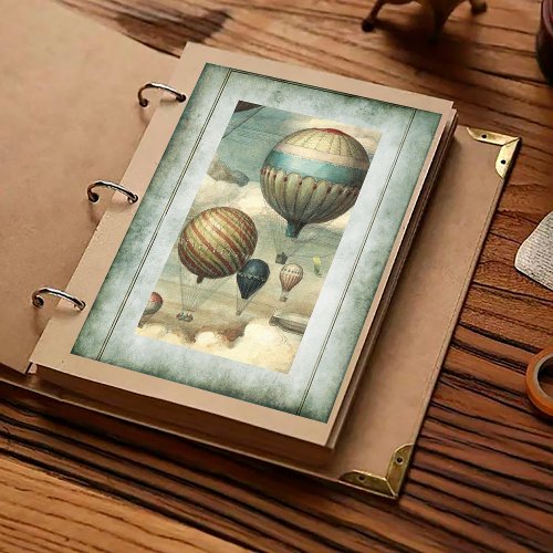 Vintage Hot Air Balloons Scrapbook Paper