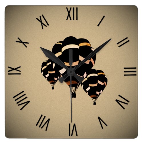 Vintage Hot Air Balloons Square Wall Clock
