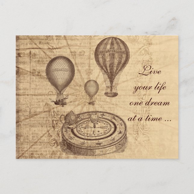 Vintage hot air balloons - steampunk postcard (Front)