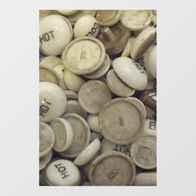 Vintage Hot and Cold Porcelain Knobs Cutout (Front)