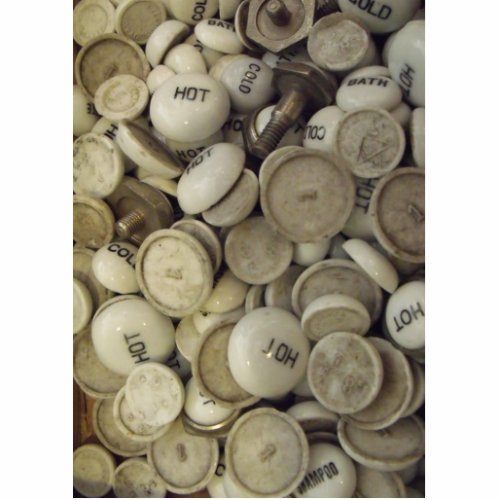 Vintage Hot and Cold Porcelain Knobs Cutout