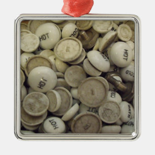 Vintage Hot and Cold Porcelain Knobs Metal Ornament