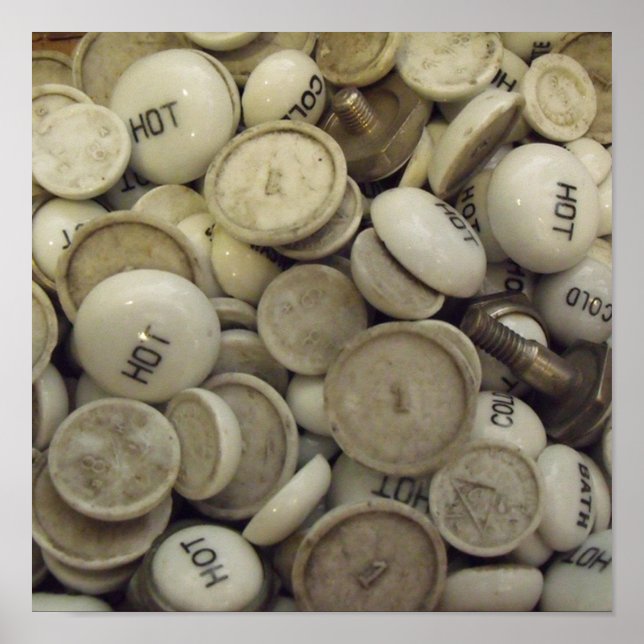 Vintage Hot and Cold Porcelain Knobs Poster (Front)