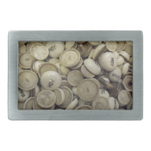 Vintage Hot and Cold Porcelain Knobs Rectangular Belt Buckle