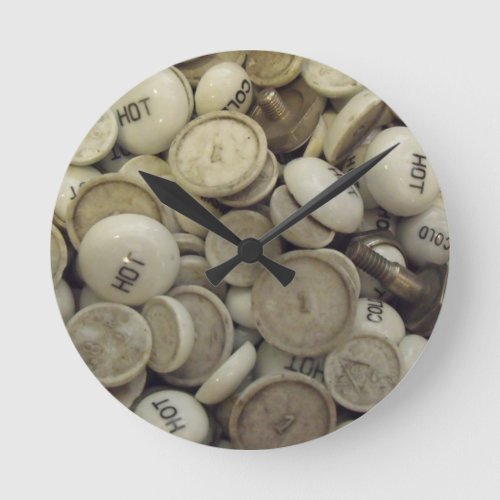 Vintage Hot and Cold Porcelain Knobs Round Clock