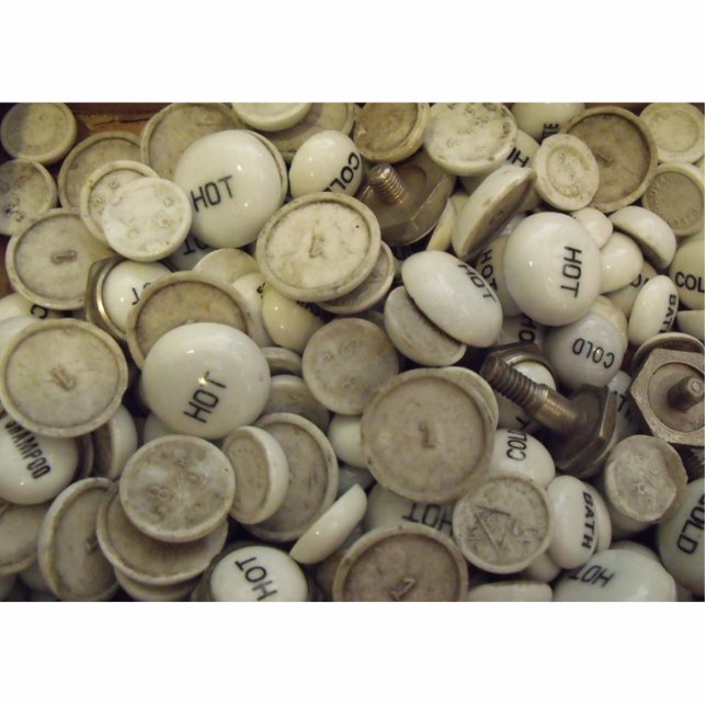 Vintage Hot and Cold Porcelain Knobs Statuette (Front)