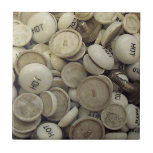 Vintage Hot and Cold Porcelain Knobs Tile