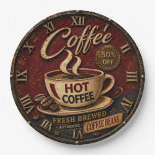 Vintage Hot Coffee Rustic Farmhouse Coffee Bar Paper Plates