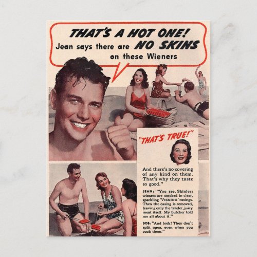 Vintage Hot Dog Ad Postcard