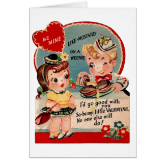 Vintage Hot Dog and Mustard Valentine Card