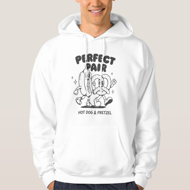 Vintage Hot Dog and Pretzel Mascot - Retro Hoodie (Front)
